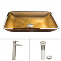 Glass Vessel Sink in Copper and Shadow Faucet Set in Brushed Nickel