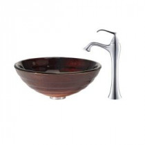 Iris Glass Vessel Sink and Ventus Faucet in Chrome