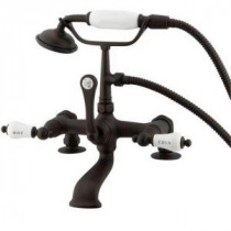 3-Handle Deck-Mount Claw Foot Tub Faucet with Handshower in Oil Rubbed Bronze