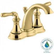 Devonshire 4 in. Centerset 2-Handle Mid-Arc Bathroom Faucet in Vibrant Polished Brass