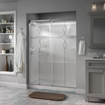 Simplicity 60 in. x 71 in. Semi-Framed Contemporary Style Sliding Shower Door in Chrome with Tranquility Glass
