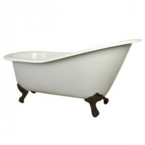 5 ft. Cast Iron Oil Rubbed Bronze Claw Foot Slipper Tub with 7 in. Deck Holes in White