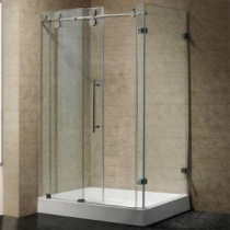 Winslow 48.125 in. x 79.875 in. Frameless Bypass Shower Enclosure in Stainless Steel and Clear Glass with Left Base
