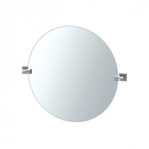 Elevate 28.75 in. x 25 in. Frameless Single Large Round Mirror in Chrome