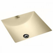 Studio Carre Square Undercounter Bathroom Sink with Less Faucet Deck in Bone