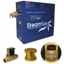 Oasis 4.5kW QuickStart Steam Bath Generator Package with Built-In Auto Drain in Polished Gold