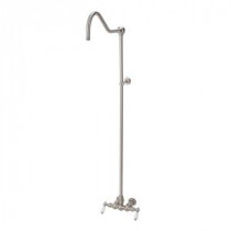 2-Handle 1-Spray Wall-Mount Exposed Tub and Shower Faucet with Hot and Cold Lever Handles in Satin Nickel