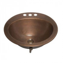 Bell Drop-In Handmade Copper Bathroom Sink with 4 in. Faucet Holes and Overflow in Antique Copper