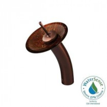 Single Hole 1-Handle Waterfall Faucet in Oil Rubbed Bronze with Kenyan Twilight Glass Disc