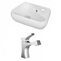 19-in. W x 11-in. D Unique Vessel Sink Set In White Color With Single Hole CUPC Faucet