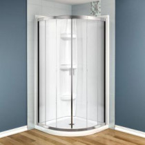 Intuition Neo-Round 32 in. x 32 in. x 73 in. Shower Stall in White