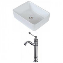 Rectangle Vessel Sink Set in White with Deck Mount cUPC Faucet