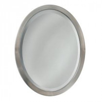 23 in. W x 29 in. H Metal Framed Single Oval Mirror in Brushed Nickel