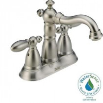 Victorian 4 in. Centerset 2-Handle High-Arc Bathroom Faucet in Stainless with Metal Pop-Up