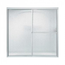 Deluxe 59-3/8 in. x 56-1/4 in. Framed Sliding Tub/Shower Door in Matte Silver with Rain Glass Texture