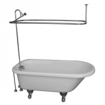 5.6 ft. Acrylic Ball and Claw Feet Roll Top Tub in White with Polished Chrome Accessories
