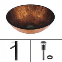 Glass Vessel Sink in Russet and Dior Faucet Set in Antique Rubbed Bronze
