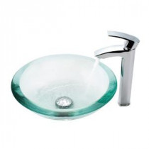 Vessel Sink in Clear Glass with Visio Faucet in Chrome