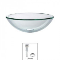 Glass Vessel Sink in Clear with PU-MR in Chrome