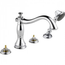 Cassidy 2-Handle Deck-Mount Roman Tub Faucet with Hand Shower Trim Kit in Chrome (Valve & Handles Not Included)