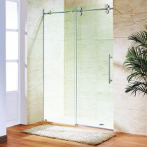 Elan 64 in. x 74 in. Frameless Sliding Shower Door in Stainless Steel with Clear Glass