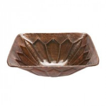 Square Feathered Hammered Copper Vessel Sink in Oil Rubbed Bronze