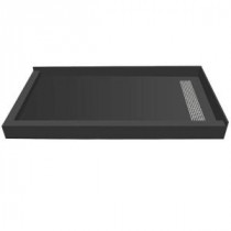 48 in. x 72 in. Double Threshold Shower Base with Right Drain and Tileable Trench Grate