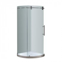 Orbitus 40 in. x 40 in. x 77-1/2 in. Completely Frameless Round Shower Enclosure in Chrome with Right Opening and Base