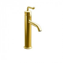 Purist Tall Single Hole Single Handle Low-Arc Bathroom Faucet in Vibrant Modern Polished Gold