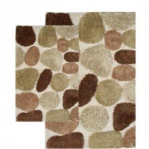 21 in. x 34 in. and 24 in. x 40 in. 2-Piece Pebbles Bath Rug Set in Khaki