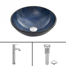 Glass Vessel Sink in Indigo Eclipse and Seville Faucet Set in Chrome