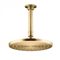 1-Spray 8 in. Contemporary Round Rain Showerhead with Katalyst Spray Technology in Vibrant Modern Brushed Gold