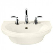 Tropic Petite 21 in. Center Pedestal Sink Basin with 8 in. Faucet Centers in Linen