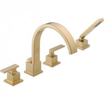 Vero 2-Handle Deck-Mount Roman Tub Faucet with Hand Shower Trim Kit Only in Champagne Bronze (Valve Not Included)