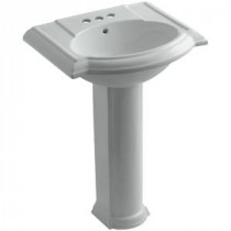 Devonshire Pedestal Combo Bathroom Sink with 4 in. Centerset Faucet Holes in Ice Grey