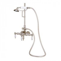 TW23 3-3/8 in. 3-Handle Claw Foot Wall-Mount Tub Faucet with Handshower in Satin Nickel