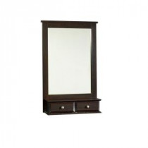 Shoal Creek Collection 42.3 in. H x 27.4 in. W Jamocha Wood Framed Mirror with Storage Drawers