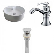 Round Vessel Sink Set in White with Single Hole cUPC Faucet and Drain