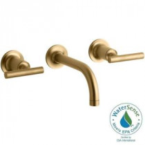 Purist Wall-Mount 2-Handle Bathroom Faucet Trim Kit in Vibrant Modern Brushed Gold (Valve not Included)