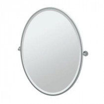 Channel 28.13 in. x 33 in. Framed Single Large Oval Mirror in Chrome