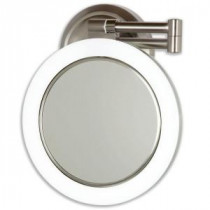 Surround Lighted Hardwired 15 in. L x 9.5 in. W Wall Mirror in Satin Nickel