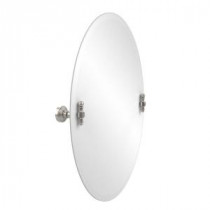 Retro-Wave Collection 21 in. x 29 in. Frameless Oval Single Tilt Mirror with Beveled Edge in Polished Nickel