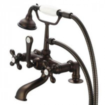 3-Handle Vintage Claw Foot Tub Faucet with Hand Shower and Cross Handles in Oil Rubbed Bronze
