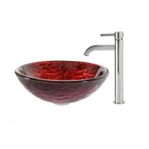 Nix Glass Vessel Sink in Multicolor and Ramus Faucet in Chrome