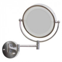 8.5-in. W Round Brass-LED Wall Mount Magnifying Mirror In Chrome Color