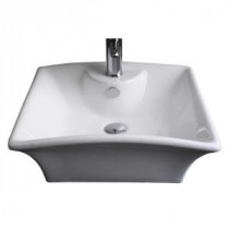 20-in. W x 17-in. D Above Counter Rectangle Vessel Sink In White Color For Single Hole Faucet