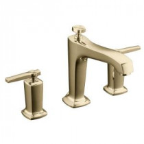 Margaux Deck-Mount High-Flow Bath Faucet Trim with Lever Handles in Vibrant French Gold (Valve Not Included)