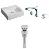 Rectangle Vessel Sink Set in White with 8 in. O.C. cUPC Faucet and Drain