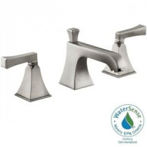 Memoirs 8 in. Widespread 2-Handle Low-Arc Bathroom Faucet in Brushed Nickel with Deco Lever Handles
