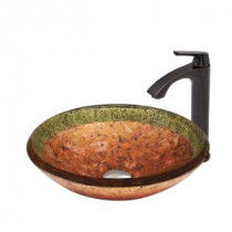Glass Vessel Sink in Janus and Linus Faucet Set in Antique Rubbed Bronze